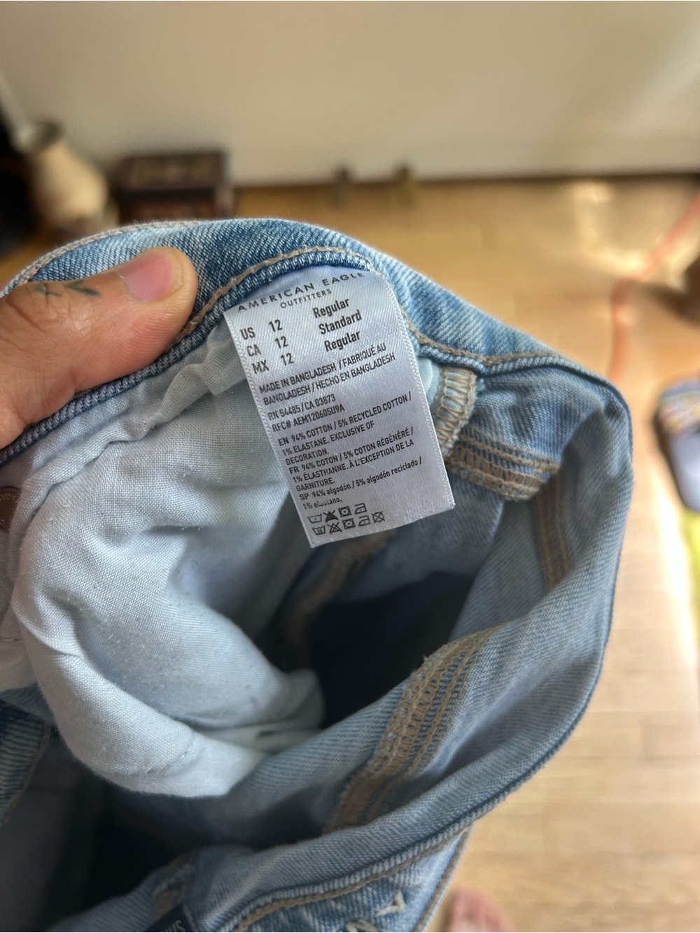 American Eagle Straight Leg Jeans Mens 32x30 Light Wash Blue Denim Stretch - Picture 15 of 16